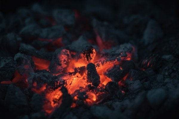 Burning coal. Photo.