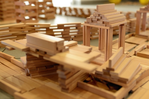 Building blocks of wood. Photo.
